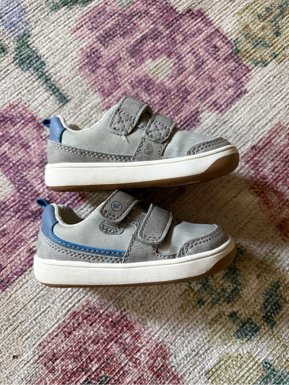 Stride Rite Gray and Blue Toddler Velcro Sneakers